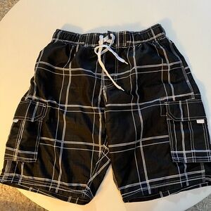 Kanu Surf Black and White Plaid Men's Board Shorts